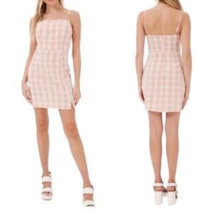 Nordstrom BP gingham plaid mini dress pink - large